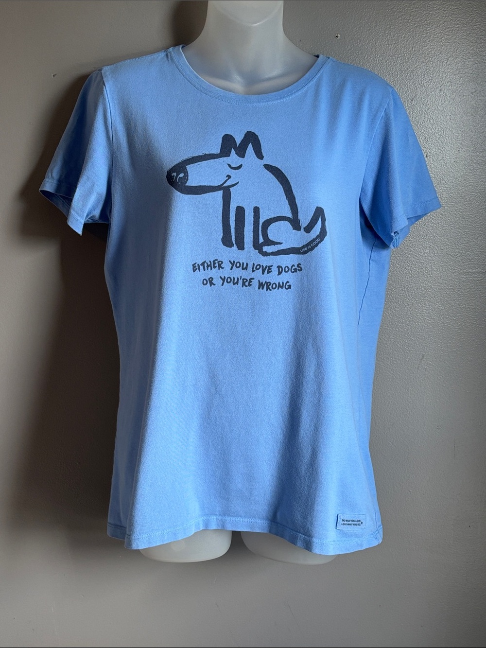 Life Is Good cotton tee shirt * sz med * Love Dogs